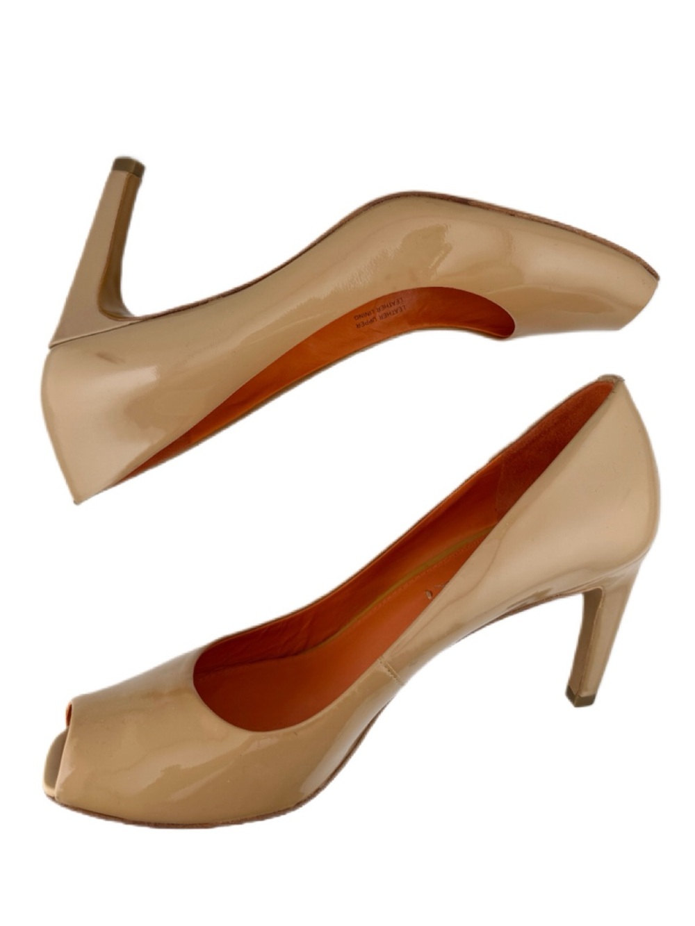 Via Spiga Peep-Toe Beige Patent Leather Heels - Picture 4 of 7